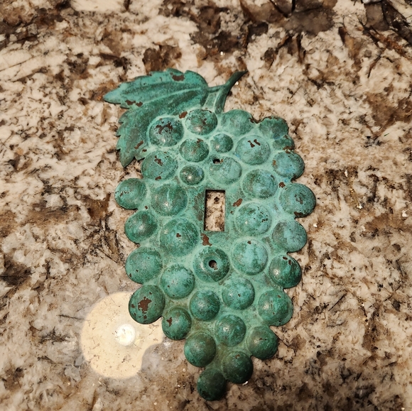 Grape Design Single Switch Plate in solid copper in Patina Blue - Picture 3 of 8